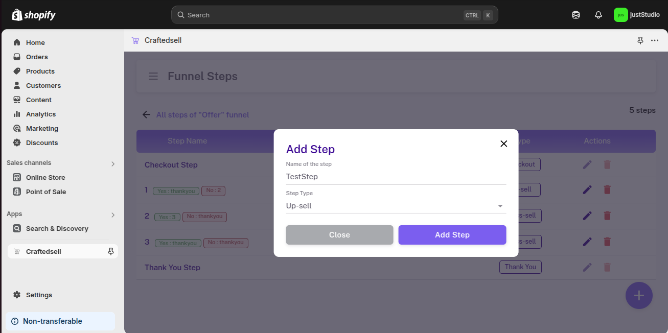 Craftedsell Add Step Modal