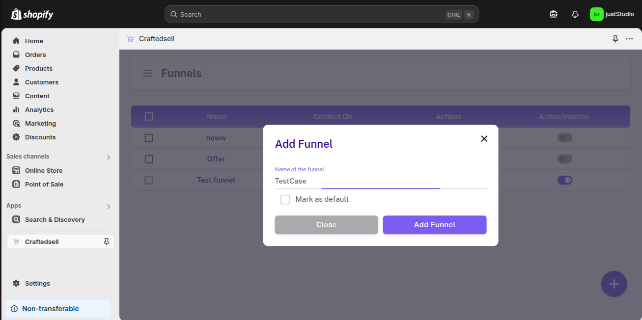 Add Funnel Modal Add Step Name