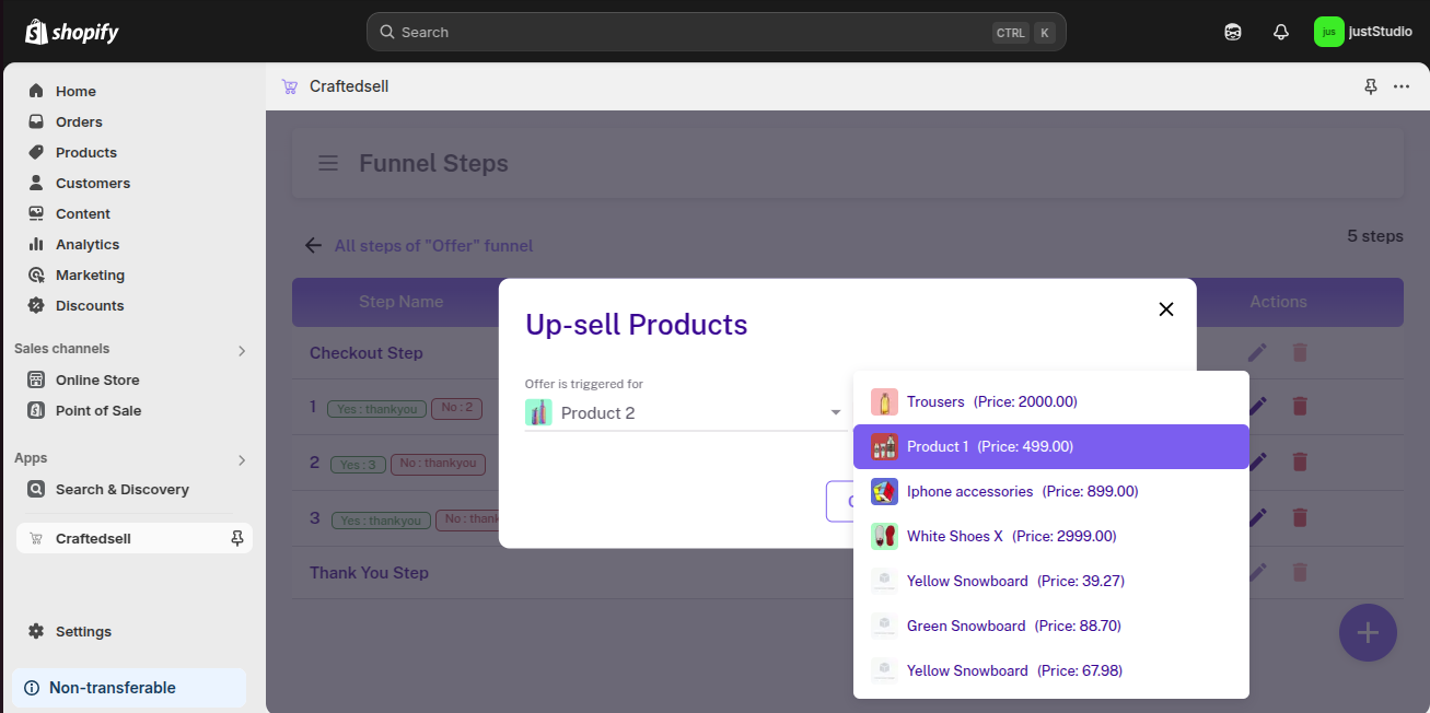 Select the products for Upsell and Cross-Sell